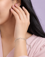 925 Sterling Silver Triple Heart Elegant Link Bracelet