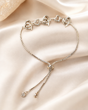 925 Sterling Silver Interlocking Hearts Adjustable Bracelet