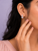 925 Sterling Silver Floral Drop Earrings with Sparkling CZ Stones