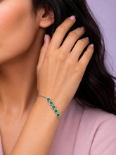925 Sterling Silver Emerald Green Heart Bracelet – Sparkling Crystal Link Design