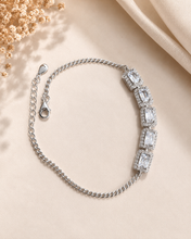925 Sterling Silver Five-Stone Radiance Bracelet – Emerald Cut Crystal Design