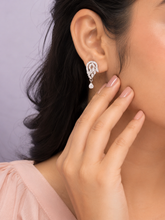 925 Sterling Silver Sparkling Peacock Drop Earrings