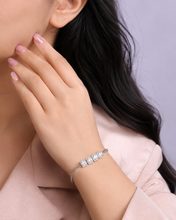 925 Sterling Silver Five-Stone Radiance Bracelet – Emerald Cut Crystal Design